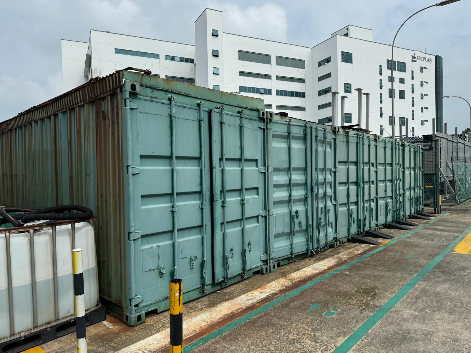 Containers used for site logistics in Singapore